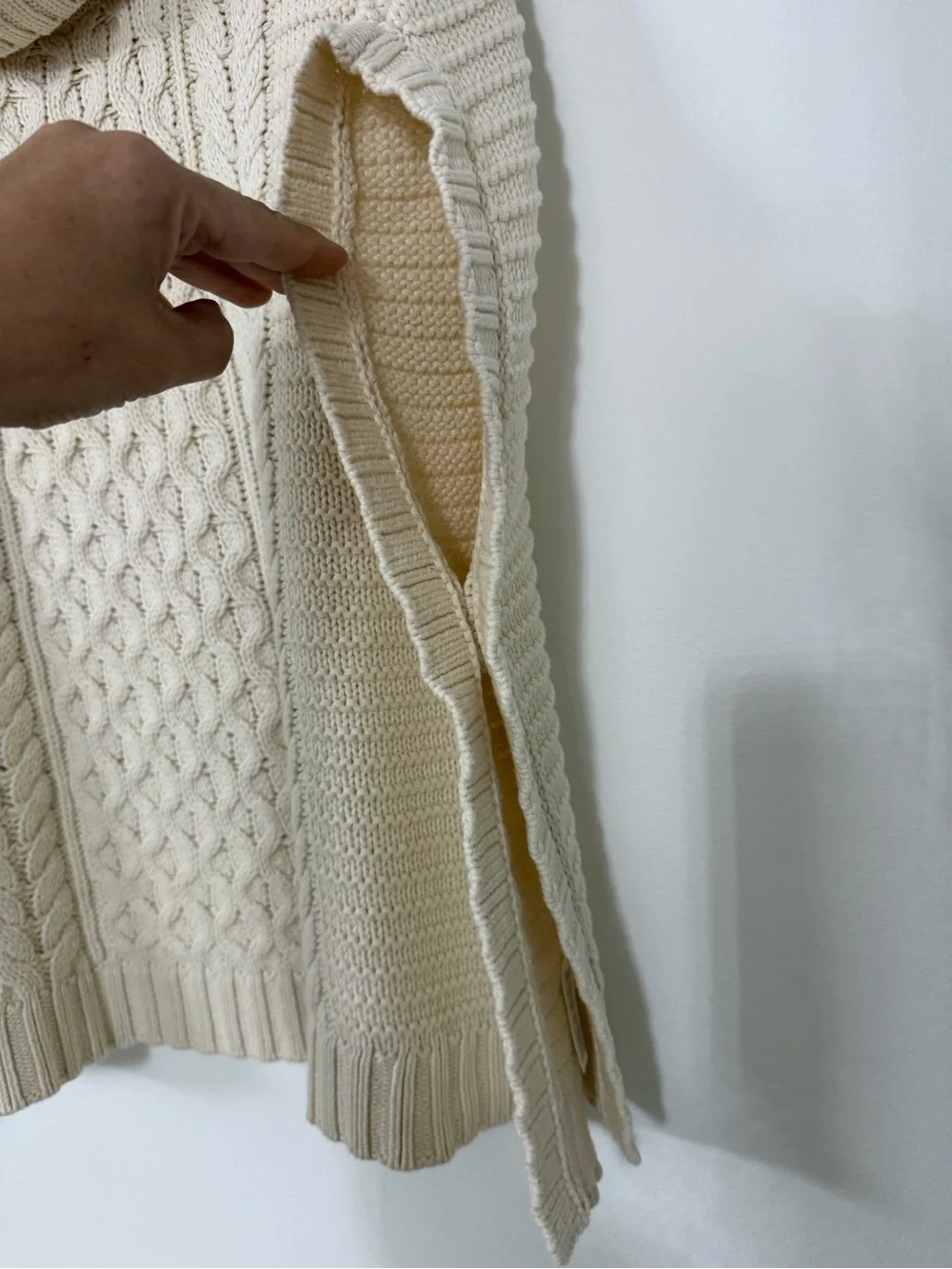 OshKosh B'gosh Cream Cable-Knit Turtleneck Poncho Sweater